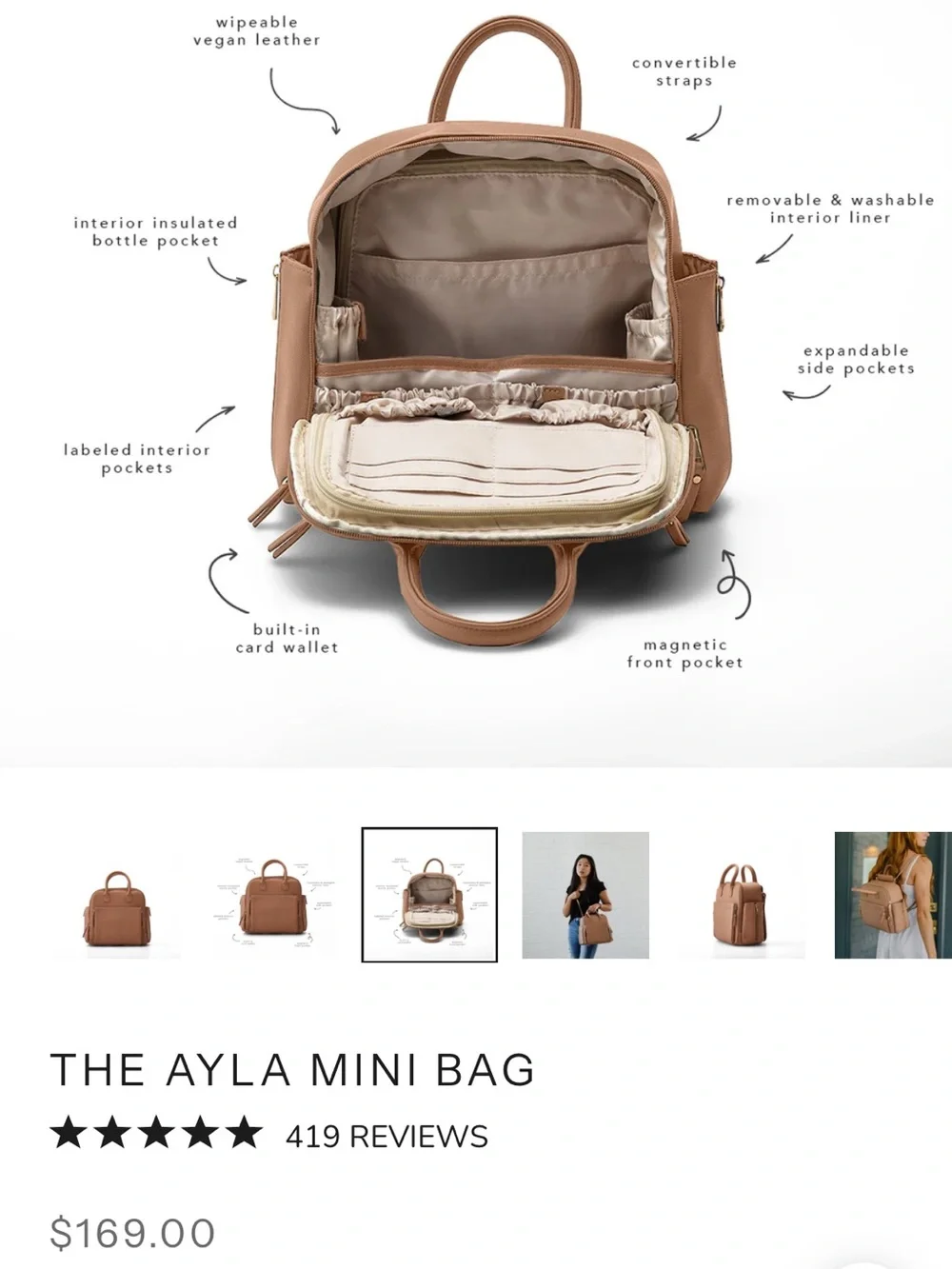 Ayla & co cafe Baby Diaper Bag Backpack - Chic Everyday Carry